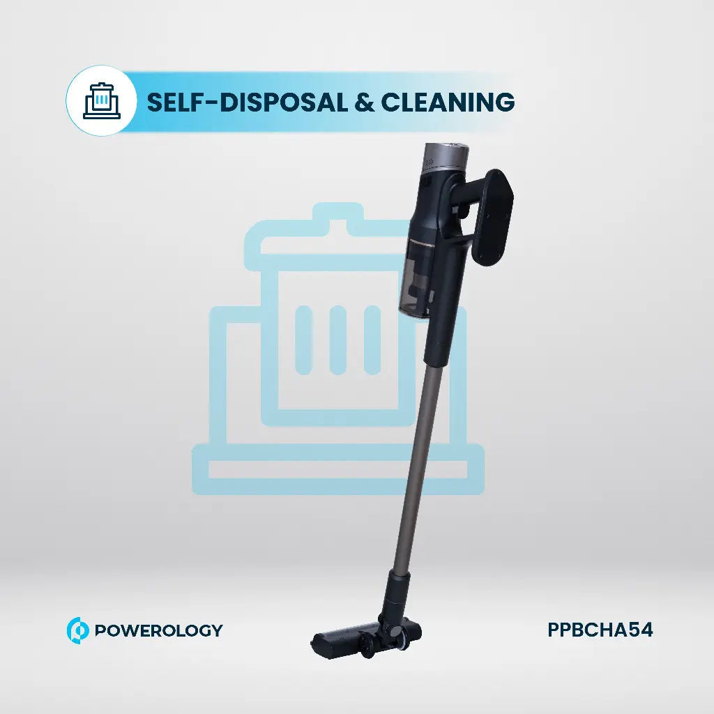 Powerology Cordless Vacuum Auto-Disposal Charging, 400W Motor, Black