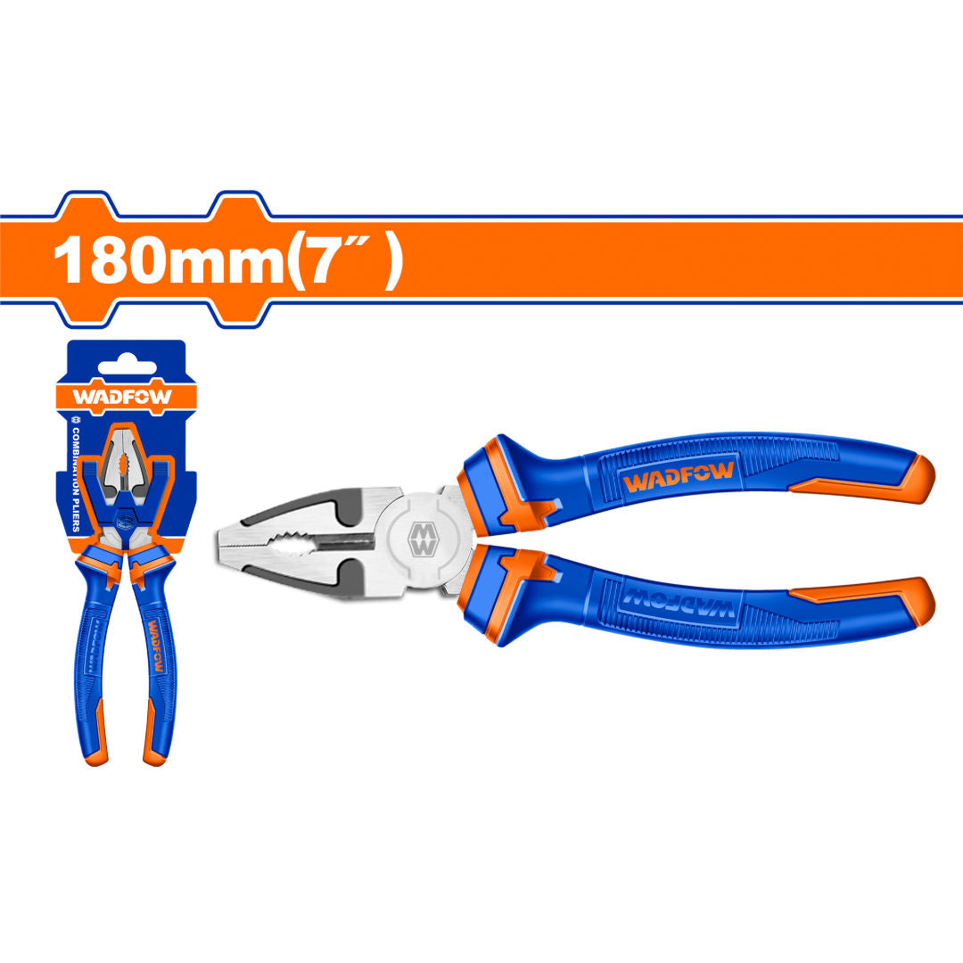 WADFOW Combination Pliers, Carbon Steel, Polished & Anti-Rust, Two-Color Handle