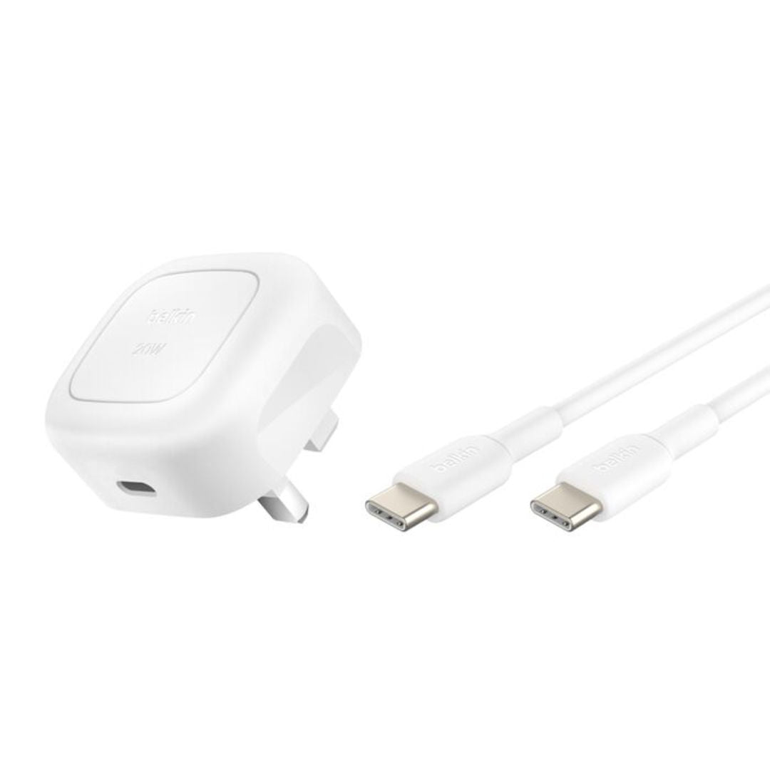 Belkin Boost Charge™ Compact USB-C Wall Charger 20W with USB-C Cable, White