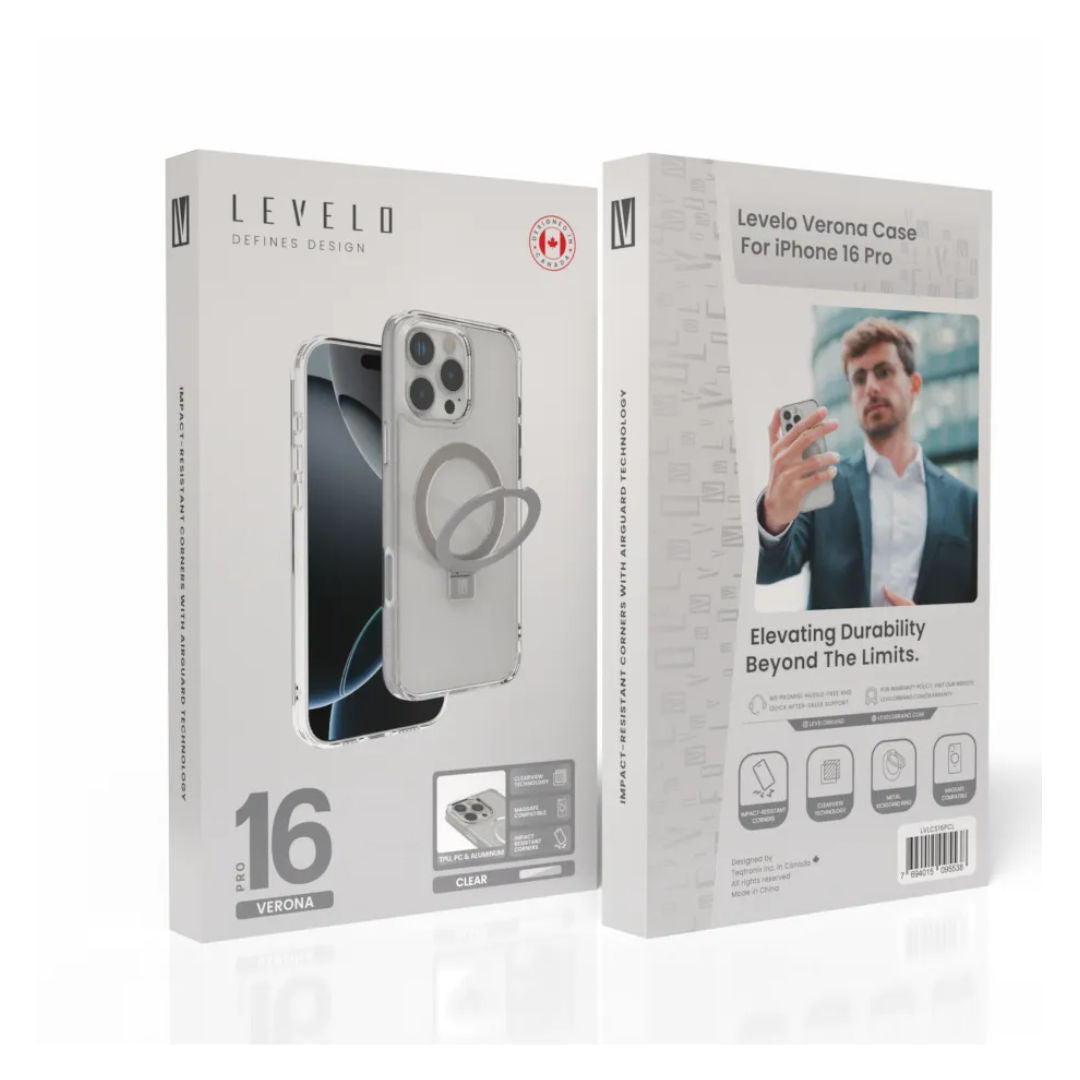 Levelo Verona Case for iPhone 16 Pro Max, Clear