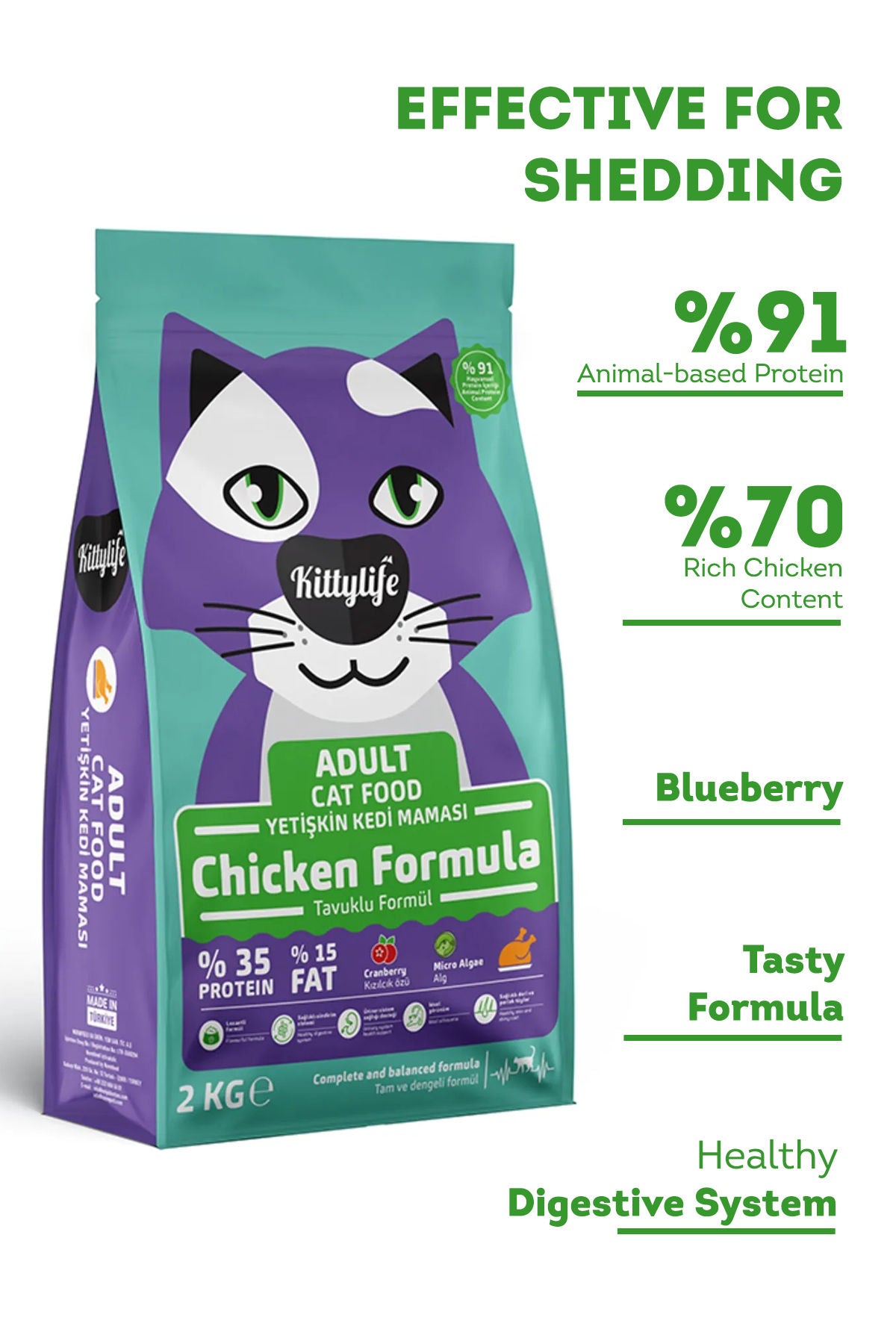 KittyLife Premium Adult Dry Cat Food with Chicken, 91% Animal Based Protein for Strong Muscles, Immunity & Healthy Digestion