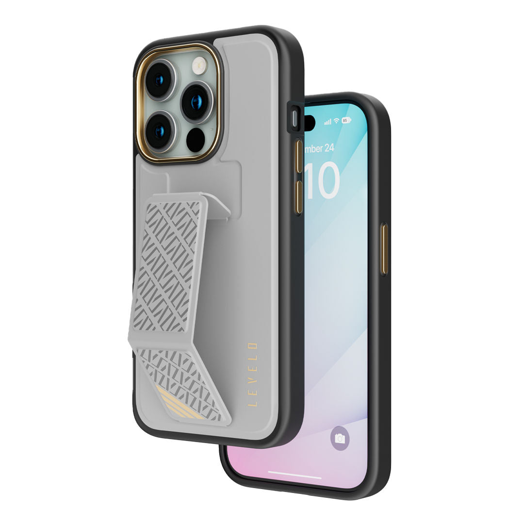 Levelo Morphix Cuero Gripstand Case For iPhone, 15 Pro