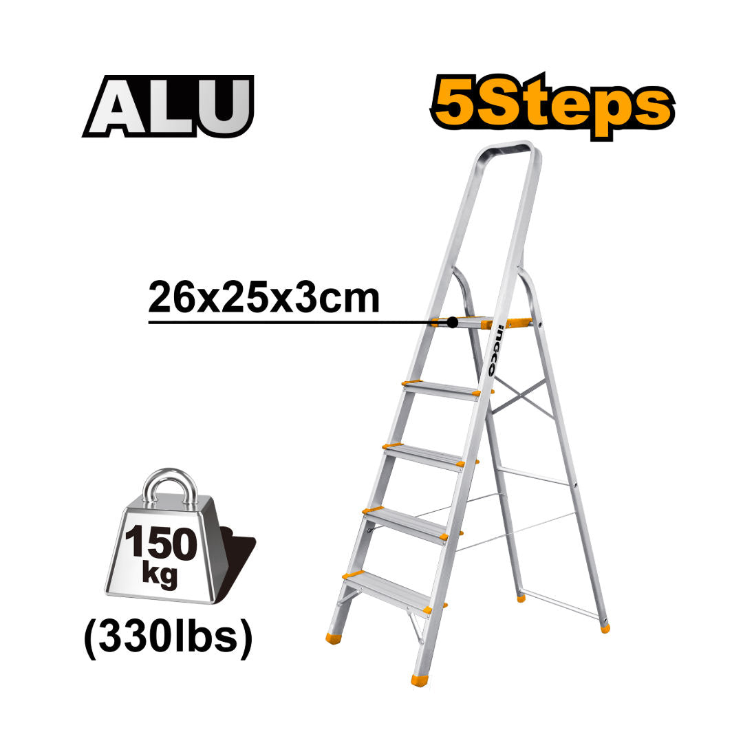 INGCO Aluminum Household Ladder, 150kg Load