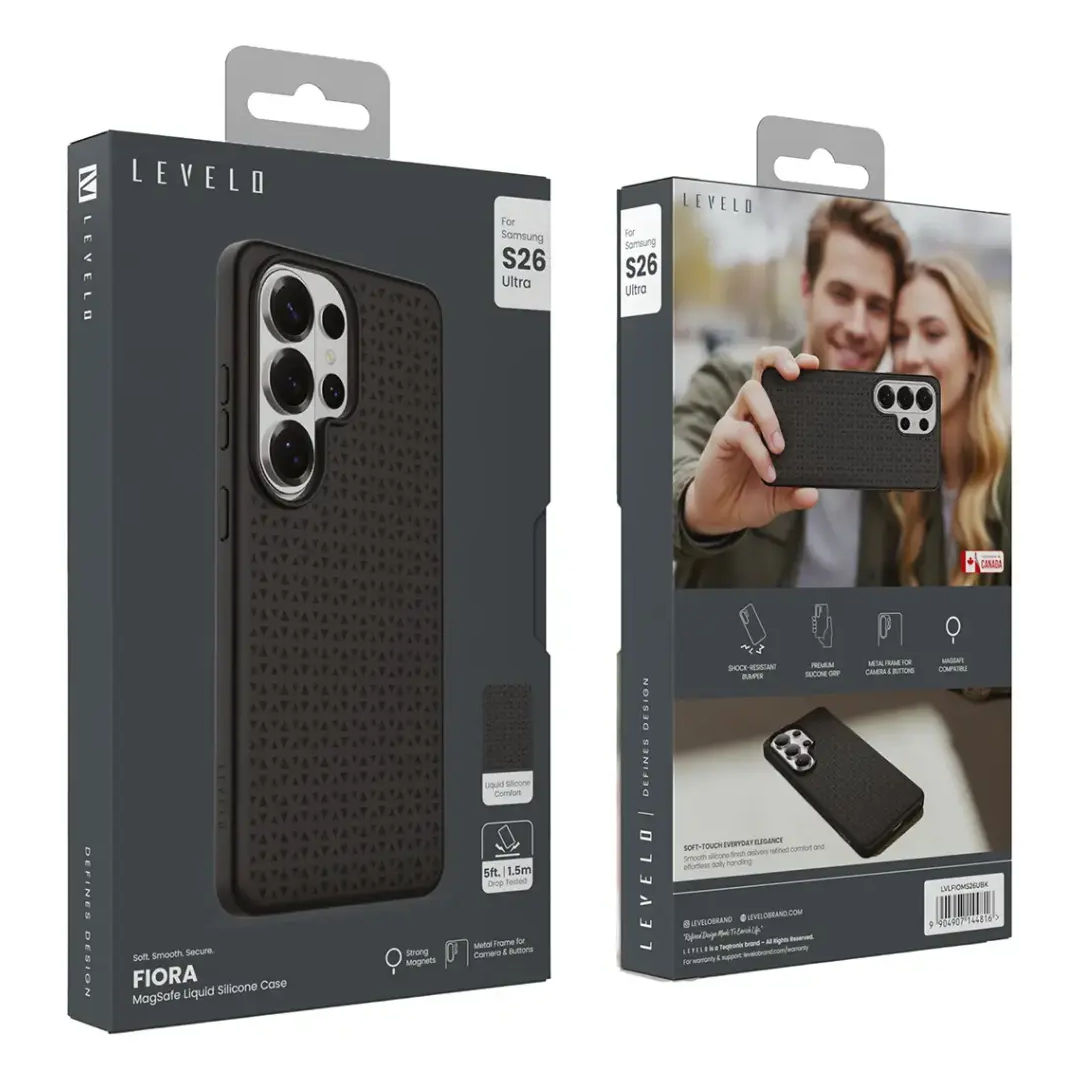 Levelo Fiora MagSafe Liquid Silicone Case For Samsung S26 Ultra, Black