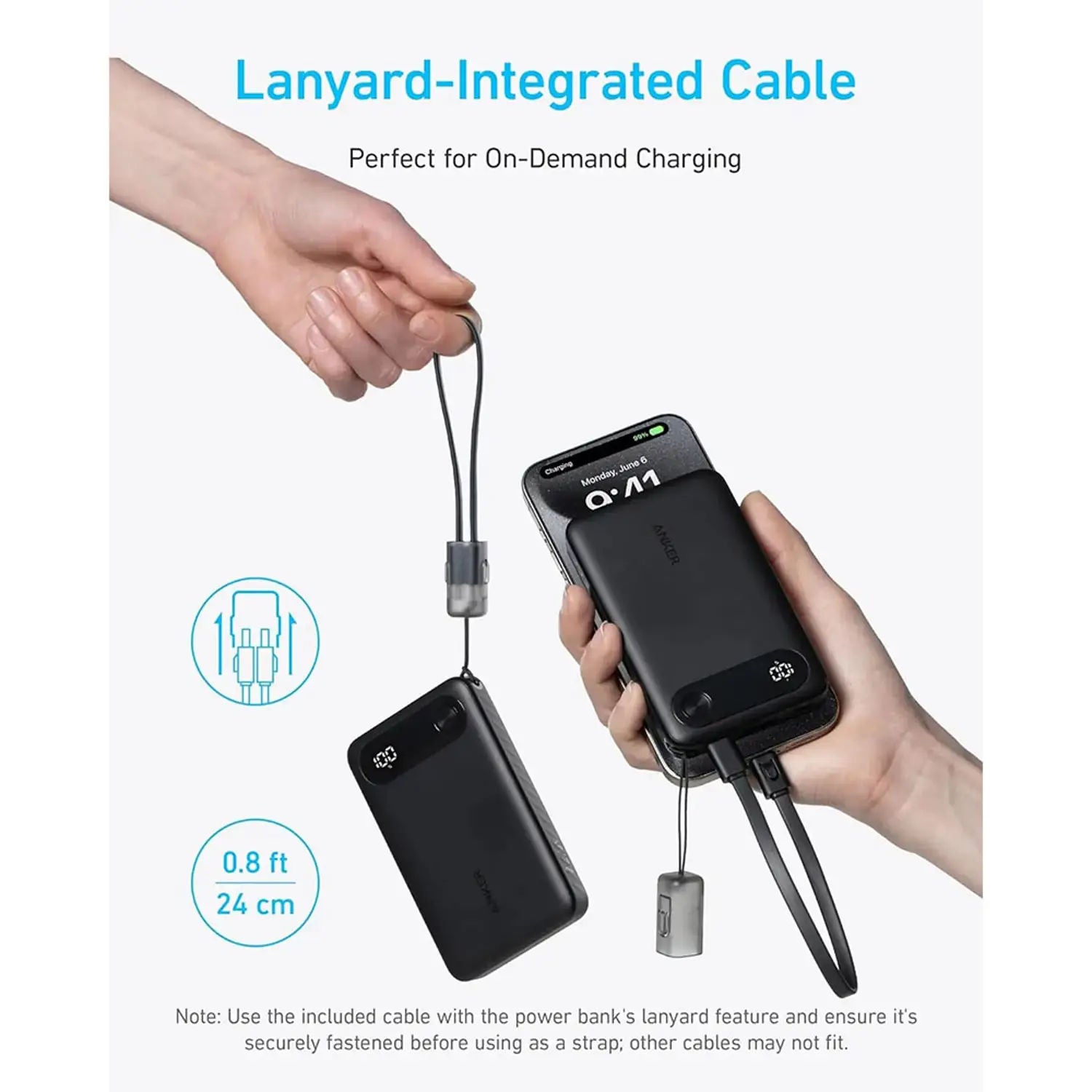 شاحن محمول من Anker بسعة 10000 مللي أمبير في الساعة وبقدرة 22.5 واط ومزود بمخرجين USB ومخرج USB-C