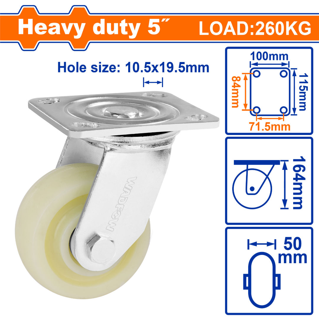 WADFOW PP Caster Wheels, Rigid & Swivel Series, Light & Heavy Duty