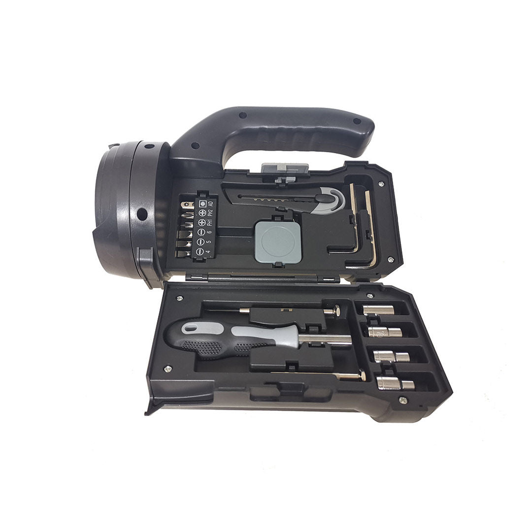 Porodo LifeStyle Outdoor 5W 18 in 1 Flashlight with Toolbox, Black Grey