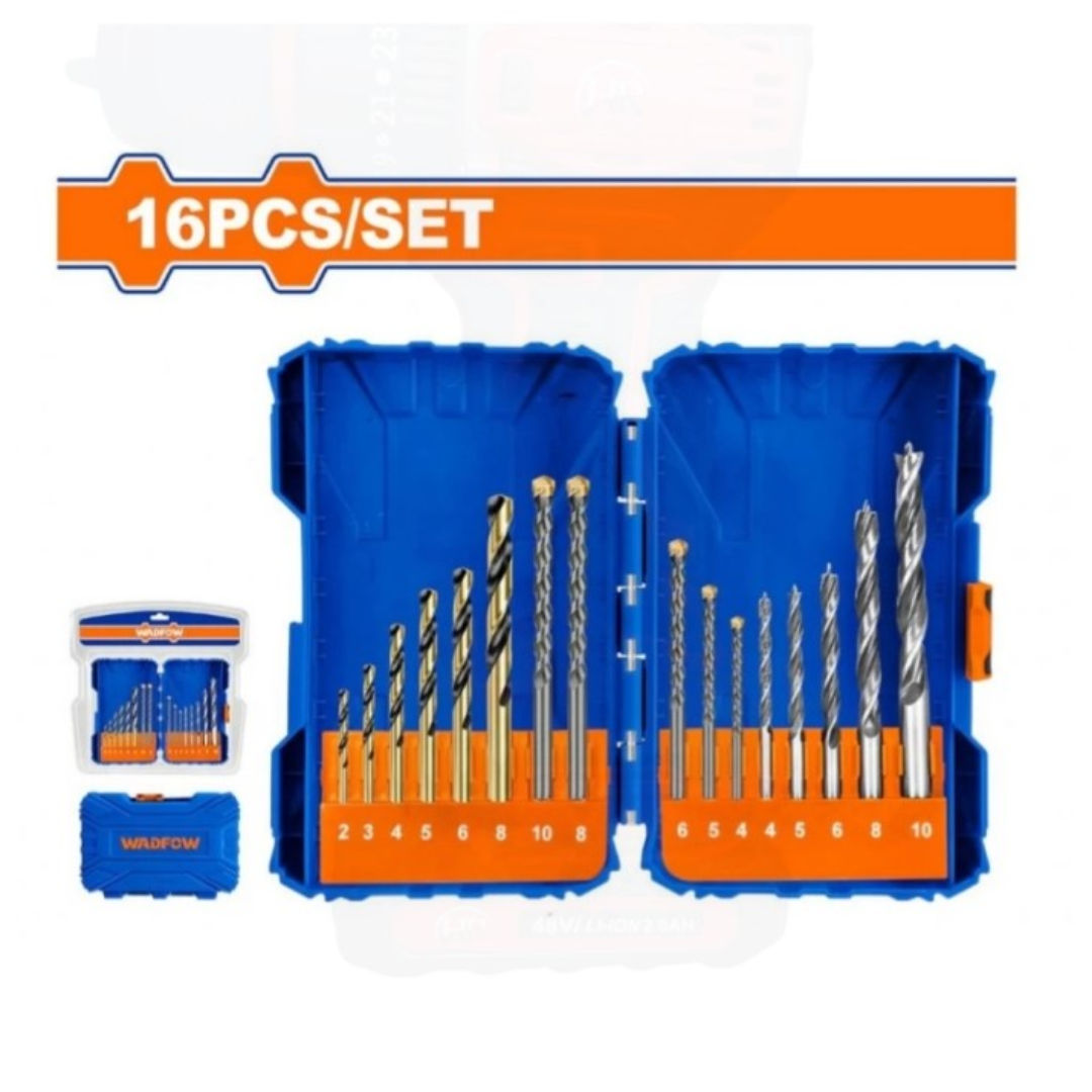 WADFOW 16 Pieces Drill Bit Set, Metal/Masonry/Wood