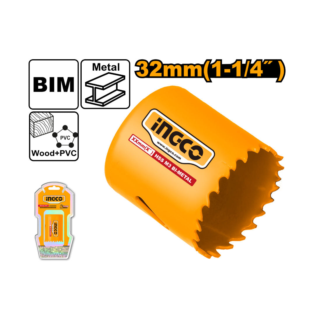 INGCO HSS Bi-Metal Hole Saw, 38mm Depth
