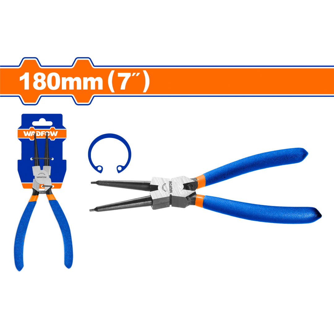 WADFOW Circlip Pliers 7″, Straight Head, Cr-V Steel, Plastic Handle