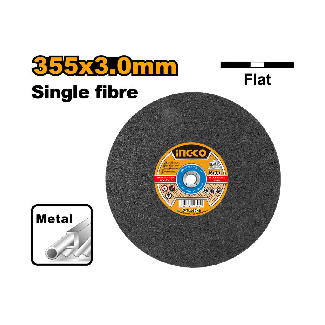 INGCO Abrasive Metal Cutting Disc 355Mm (14), 3Mm Thickness, 25.4Mm Bore, High-Performance Metal Cutting