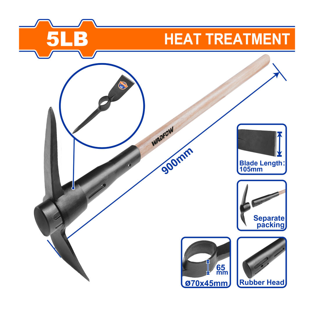 WADFOW Pick Mattock With Wooden Handle