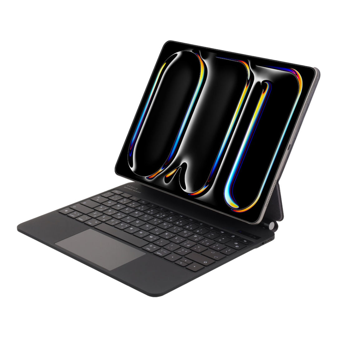 Levelo AeroBoard Saffanio Leather Wireless Keyboard, Adjustable Angle To 130°, For Apple iPad Pro 11", 12.9" & 13" Model, Black