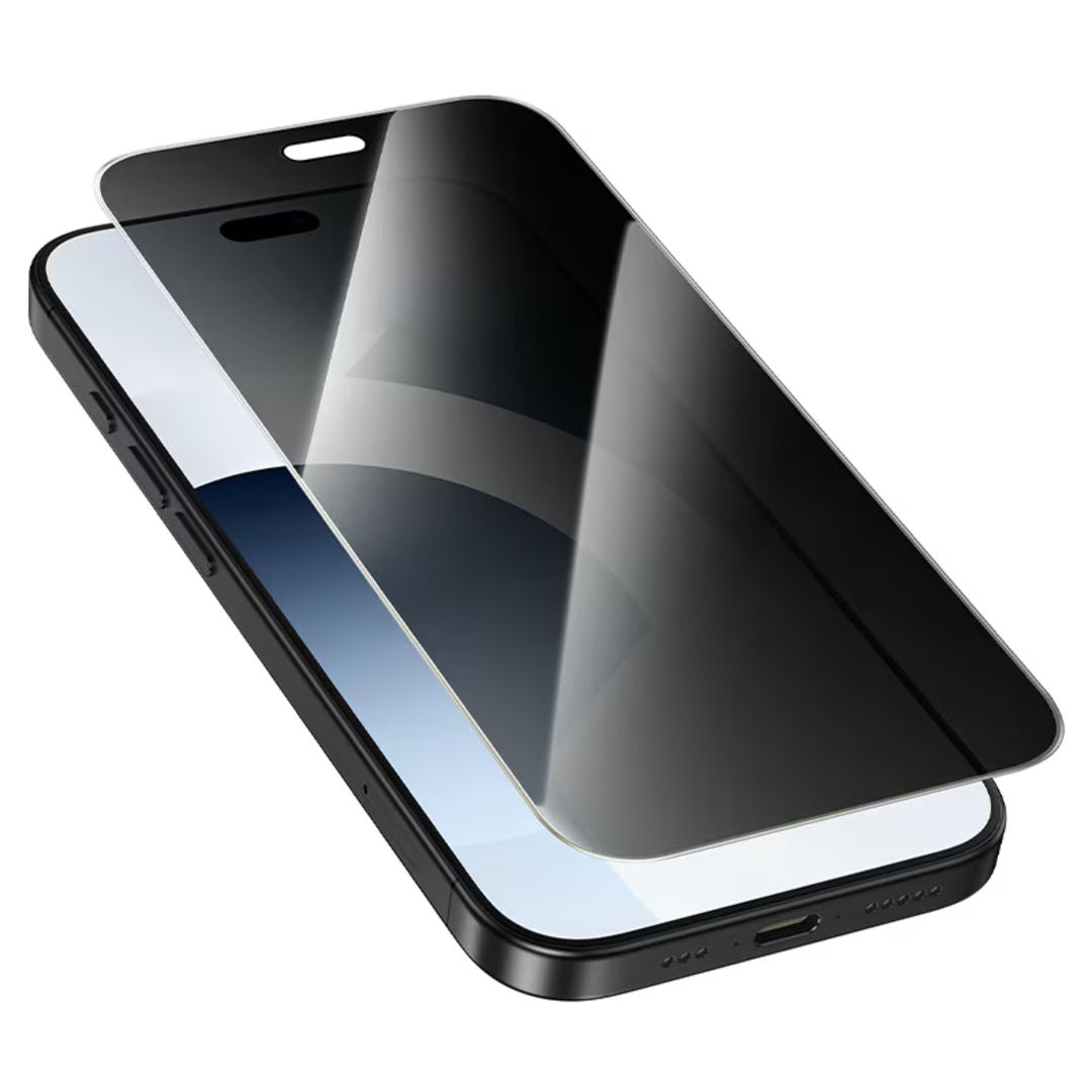Hoco A44 Stainless Steel Frame Full Screen Anti-Spy Tempered Glass for iPhone 18 Pro, Privacy Protection, Stainless Steel Frame