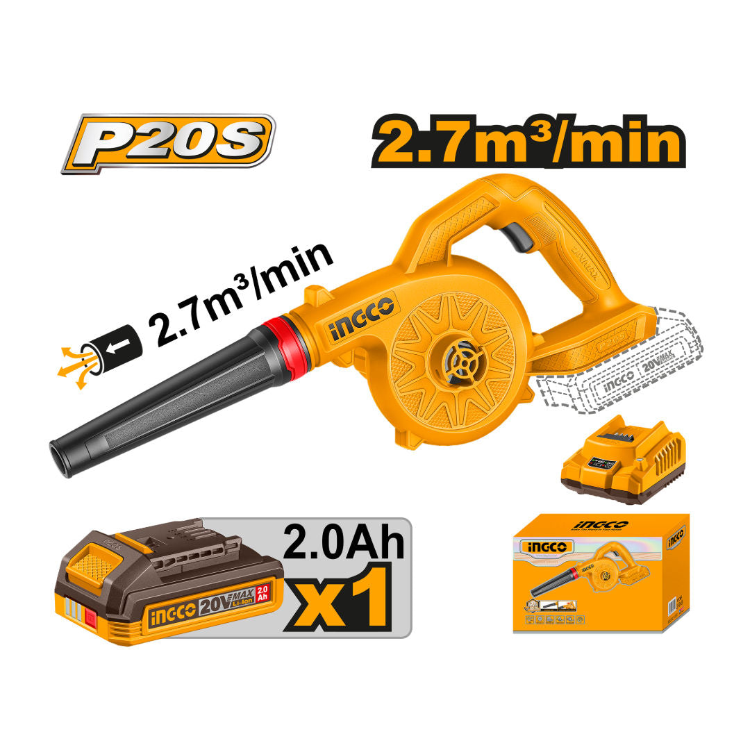 INGCO 20V Cordless Blower Kit, 18000rpm