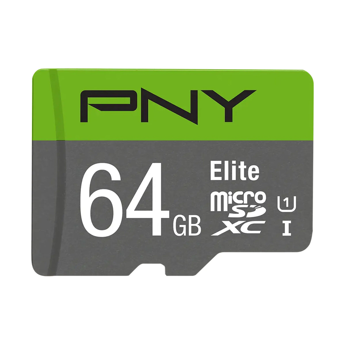 PNY Elite 64GB microSDXC UHS-I Memory Card with SD Adapter, Up to 100MB/s, Class 10, U1