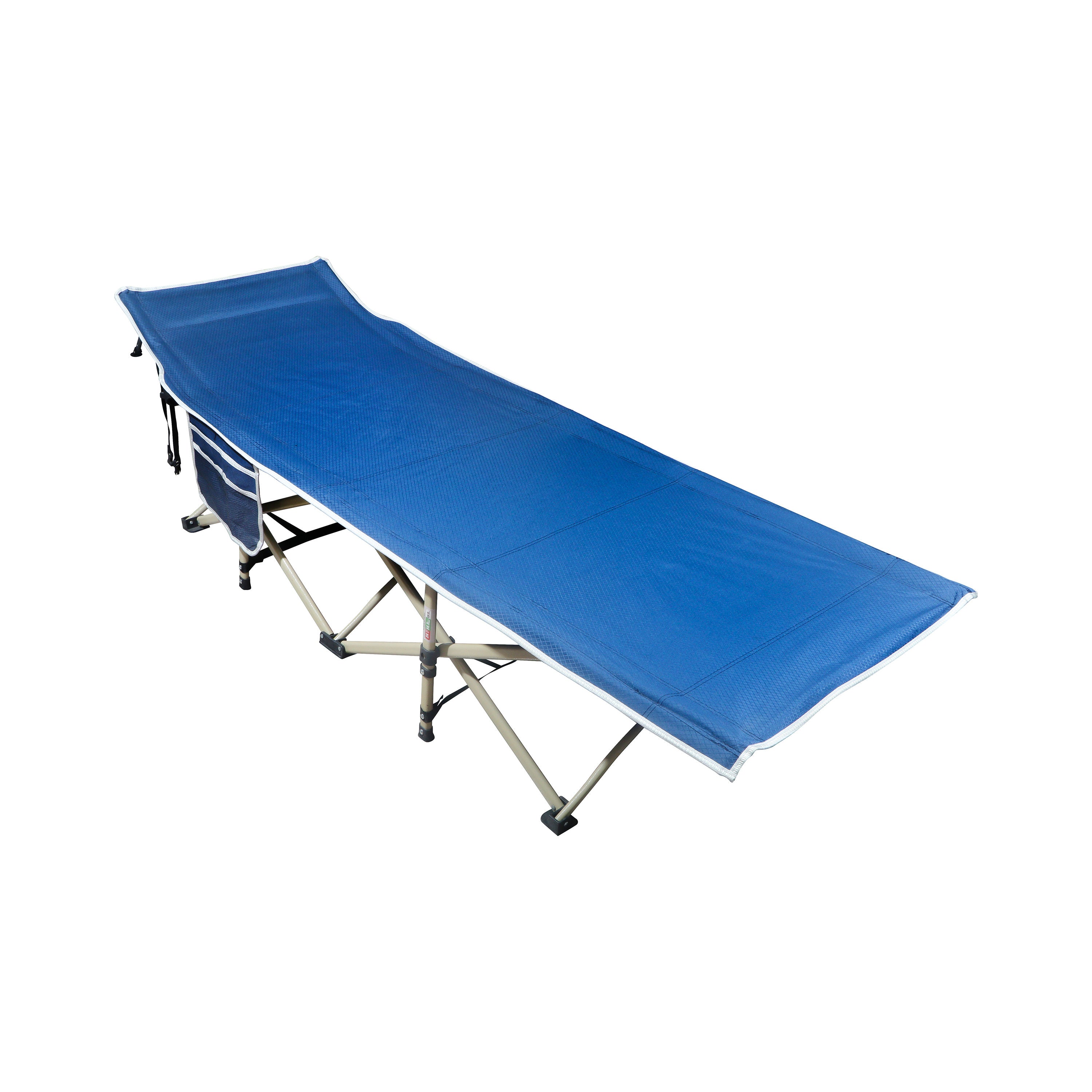 Heavy-Duty Folding Camping Cot Bed for Adults with Side Organizer Pocket