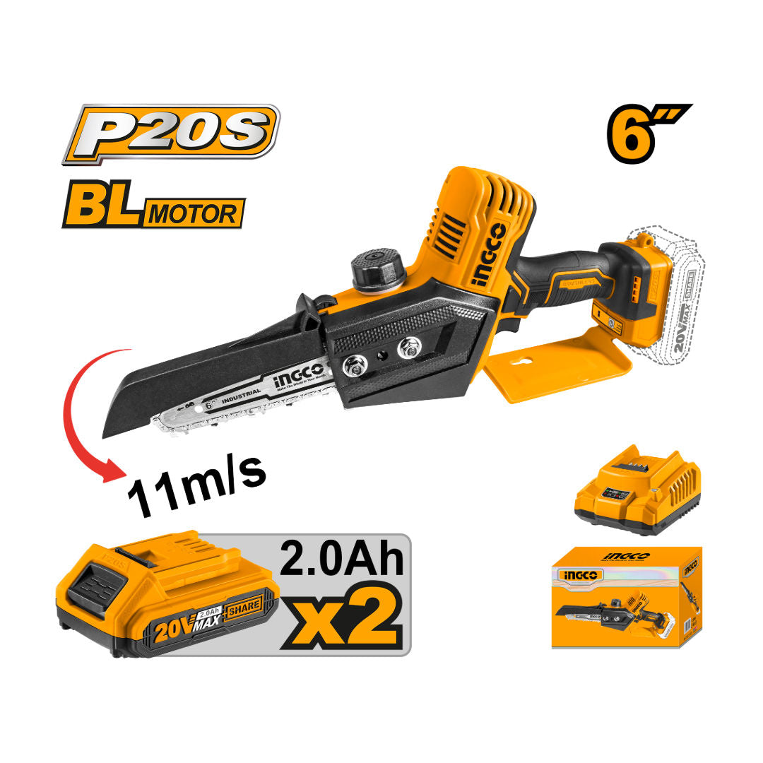 INGCO Cordless Mini Chain Saw, 20V