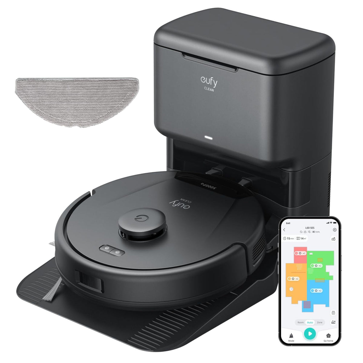 Anker eufy L60 Hybrid Self-Empty Robot Vacuum, Black