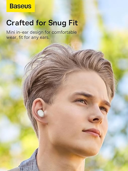 Baseus Bowie EZ10 True Wireless Bluetooth 5.3 Earbuds, White, 25hr Playtime