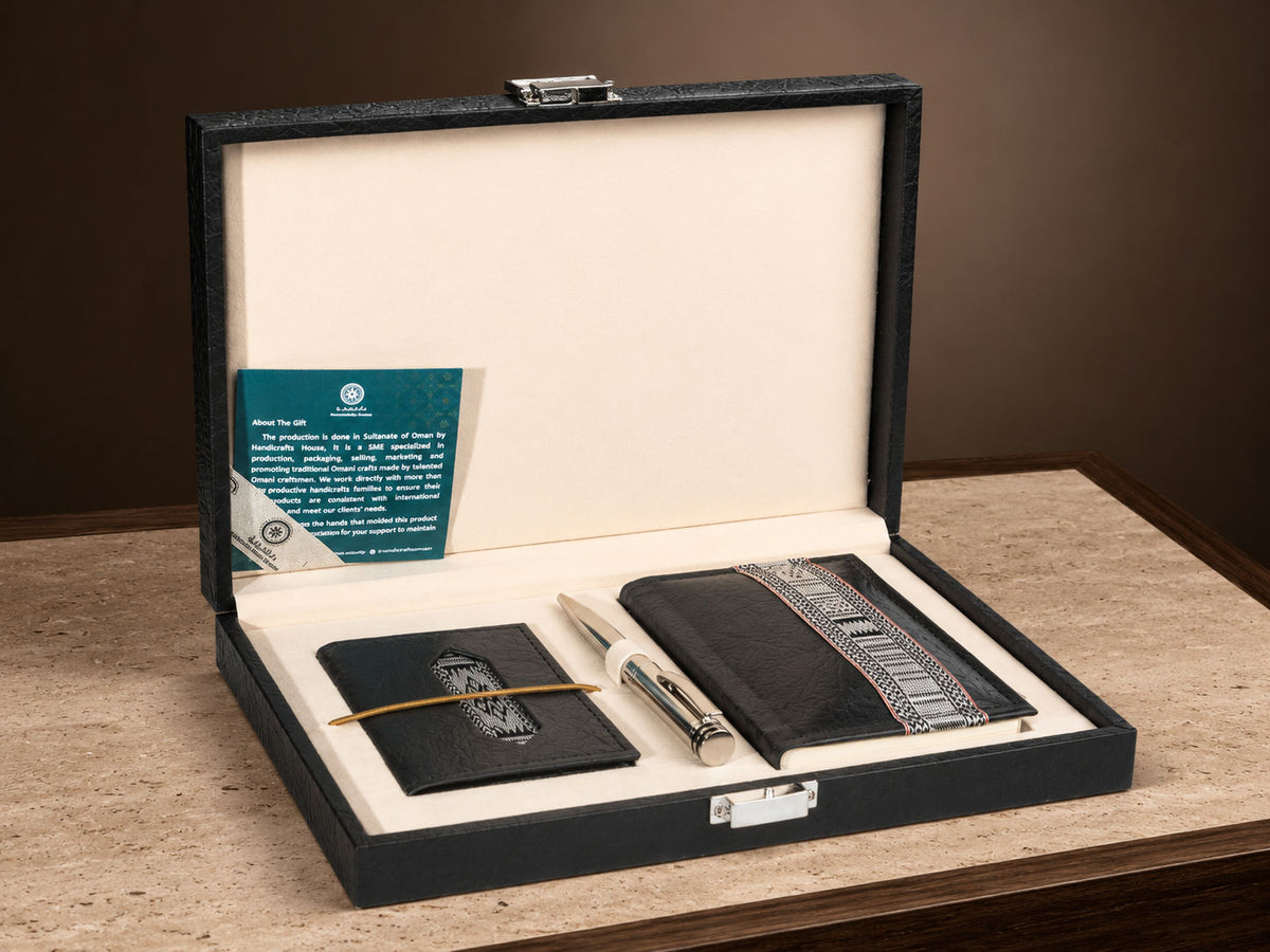 Leather Cardholder, Notebook & Pen Gift Set in Presentation Box, Assorted Colors