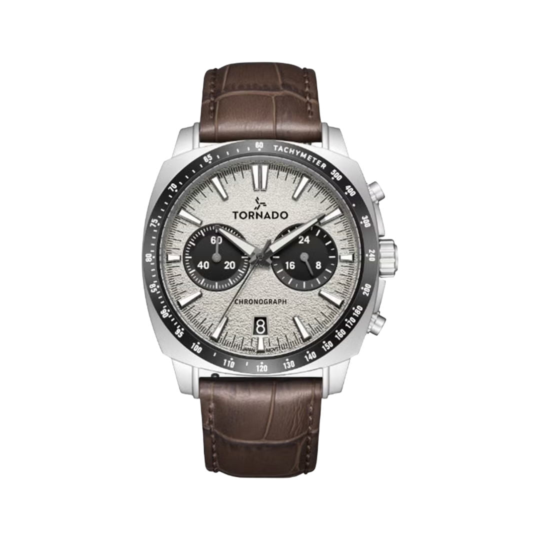 TORNADO Men's Chronograph Seiko VK64 Leather Movement Watch Set