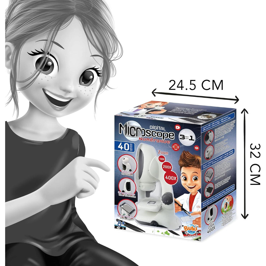Buki France 3-in-1 Digital Microscope, (40 Experiments)