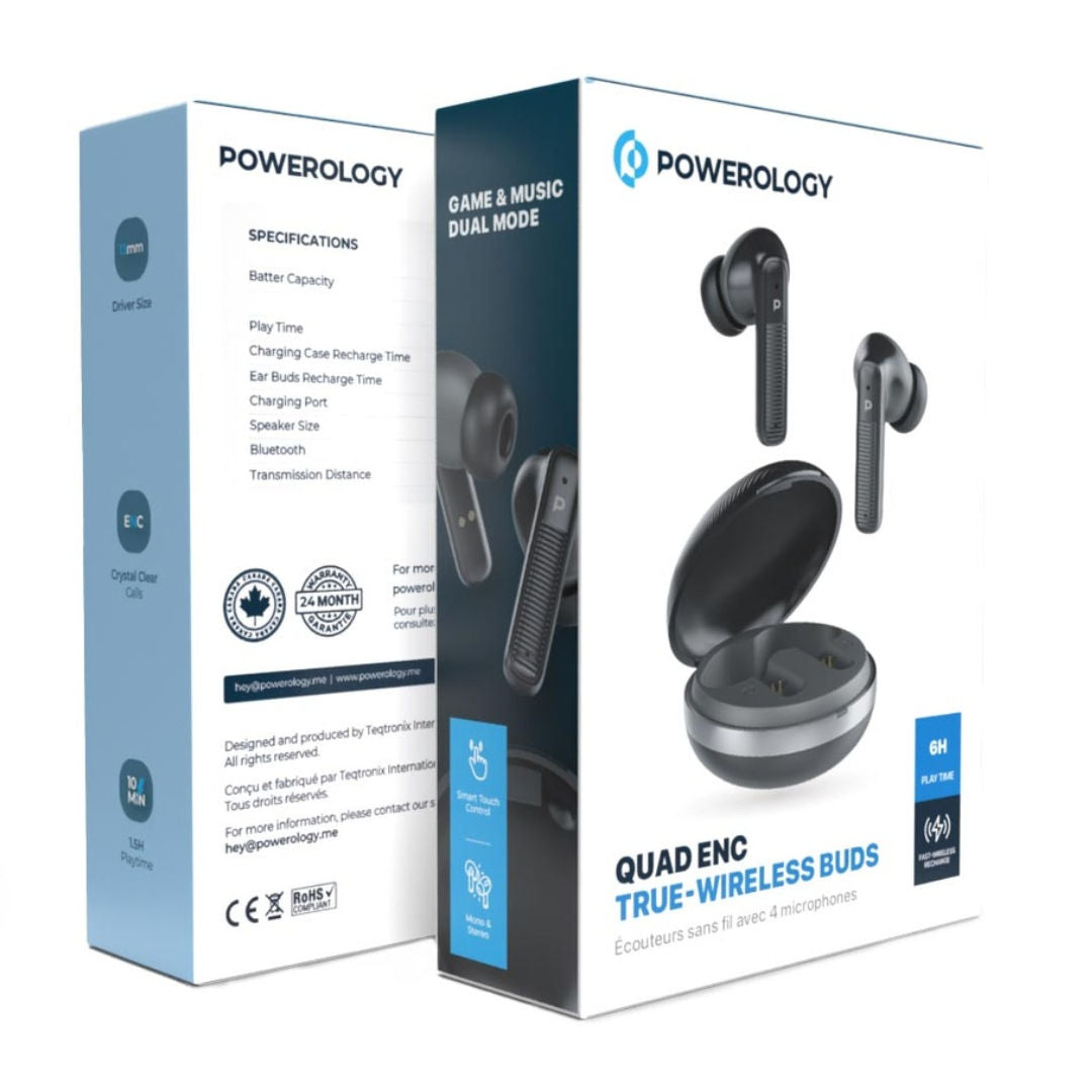 Powerology TWS Earphone with Quard Mic ENC