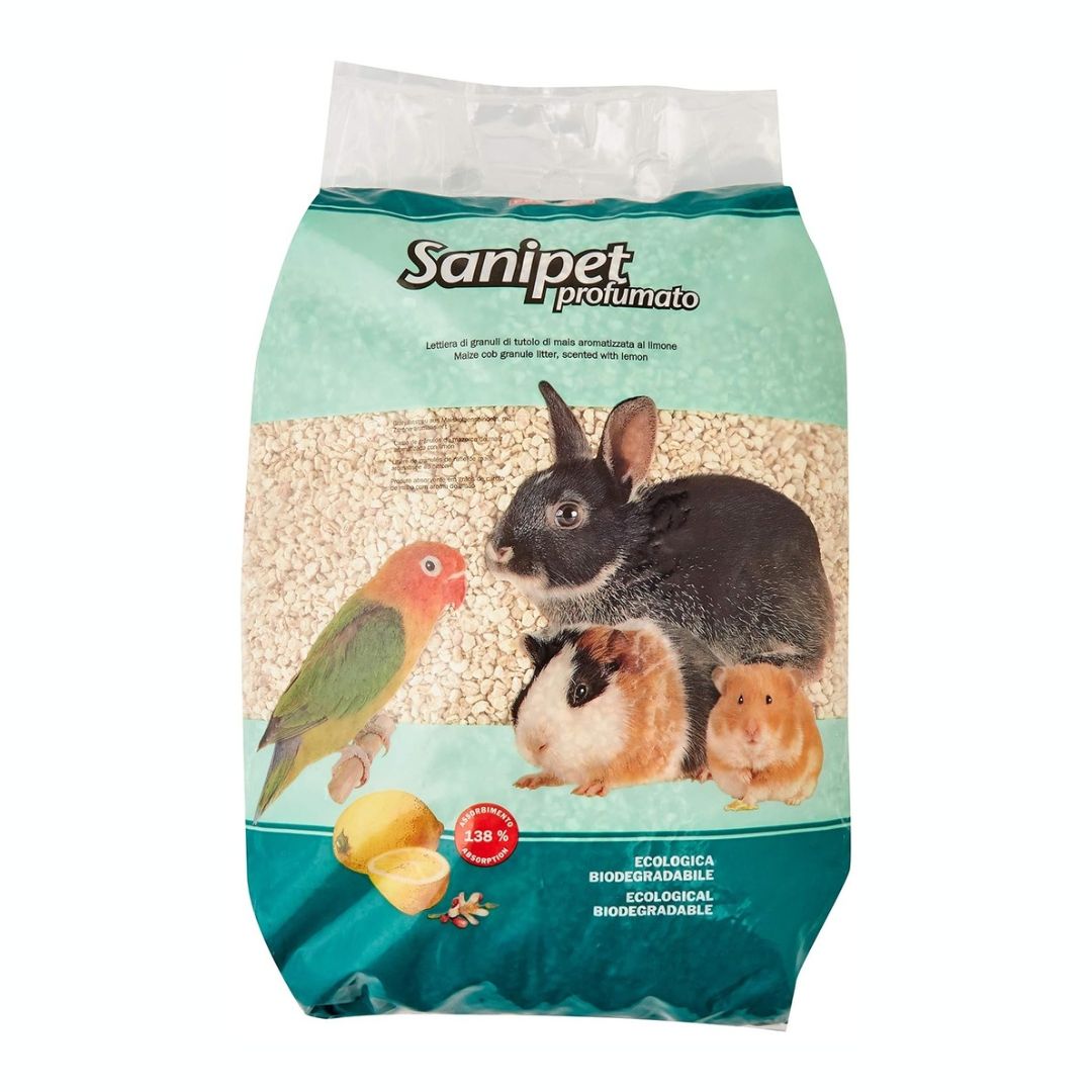 Padovan Sanipet Profumato Lemon Flavoured Corn Tutolo Granule Litter for Small Animals, 10 Litres