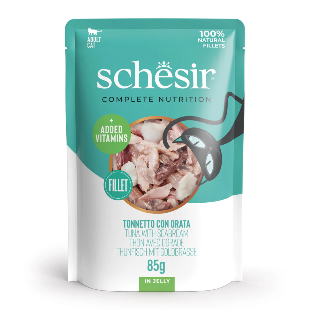 Schesir Complete & Balanced Nutrition Wet Cat Food in Jelly Pouch, 85g