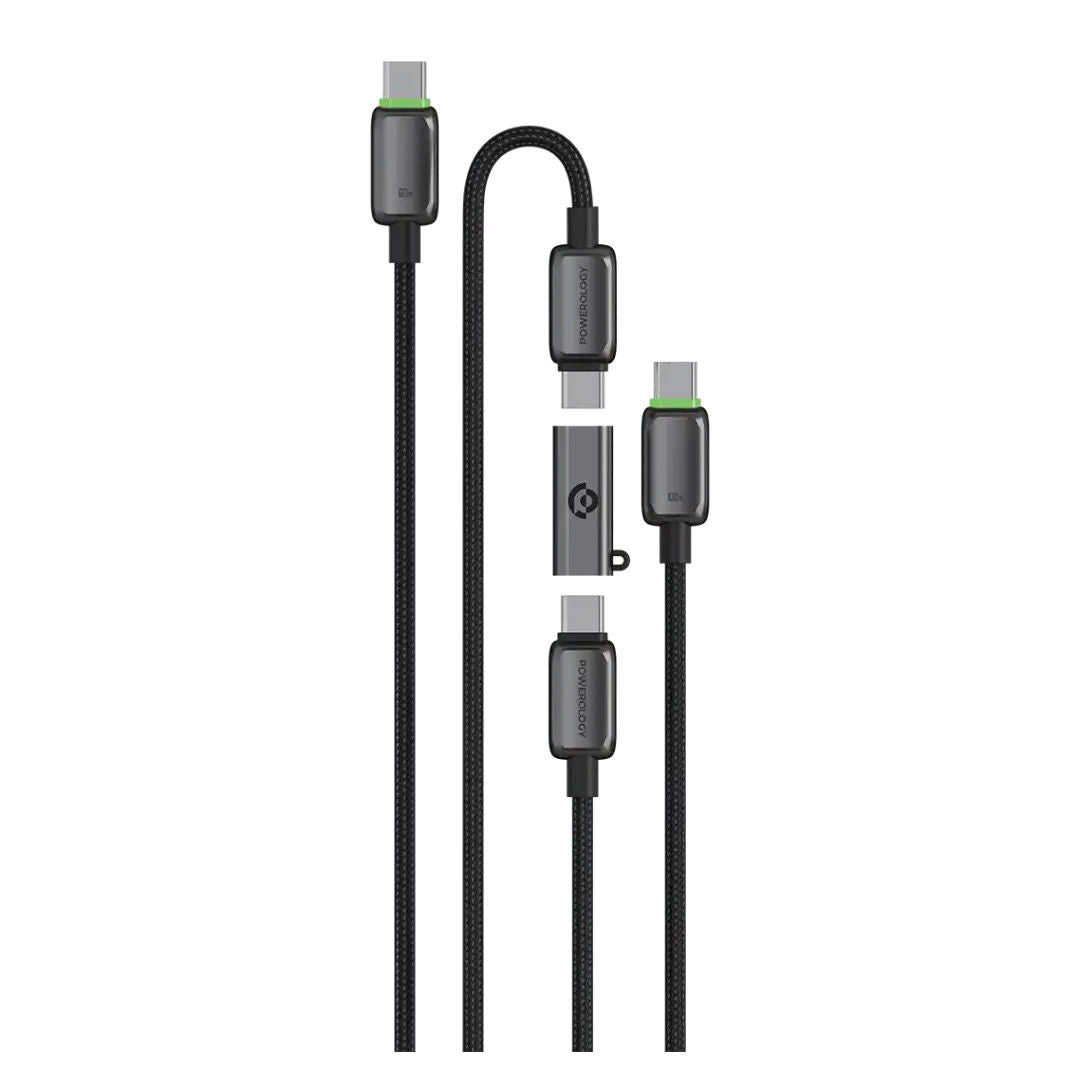 Powerology Argos Dual USB-C Cables With Connector, Gray
