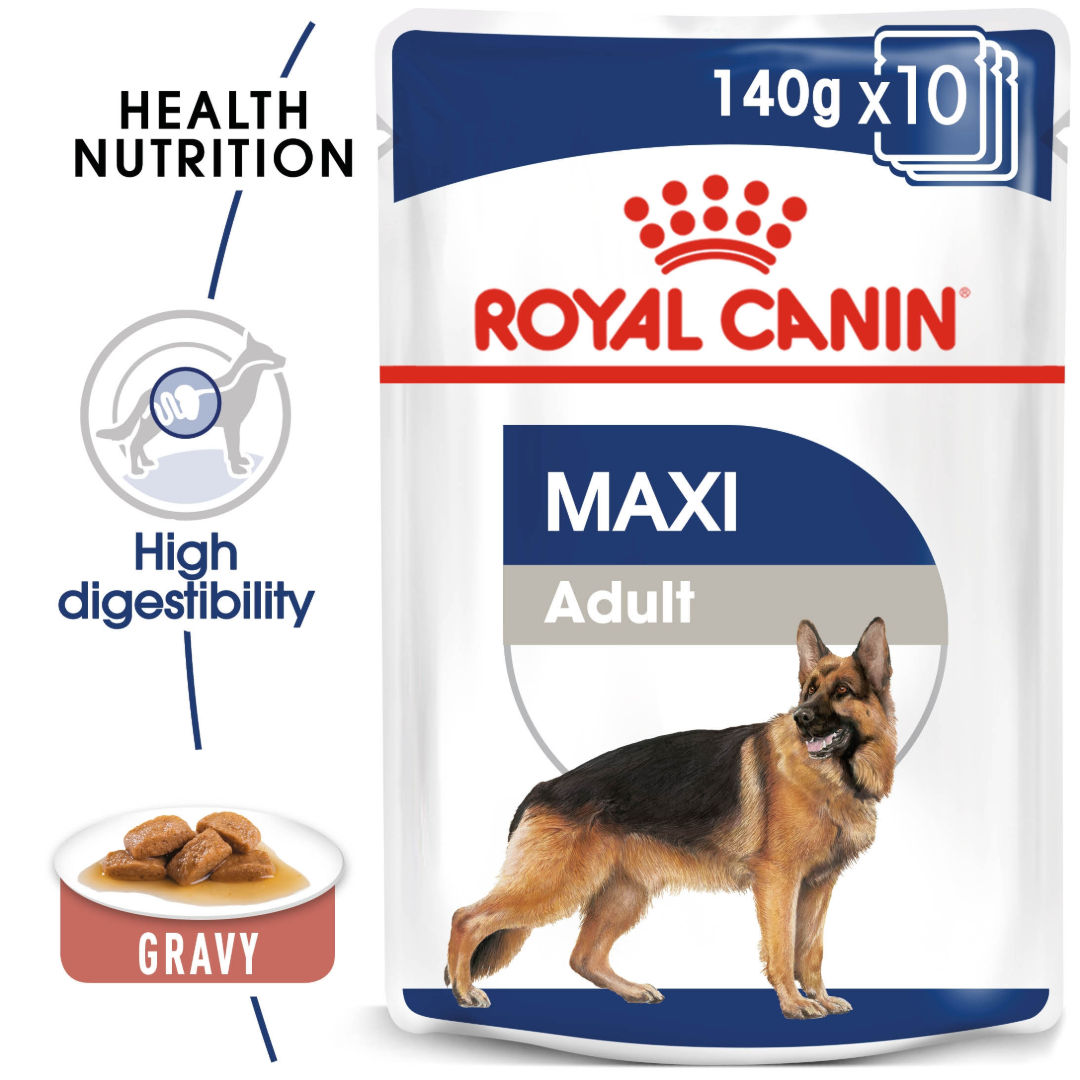 Royal Canin Maxi Adult Wet Dog Food in Gravy, 140gm, Pack of 10