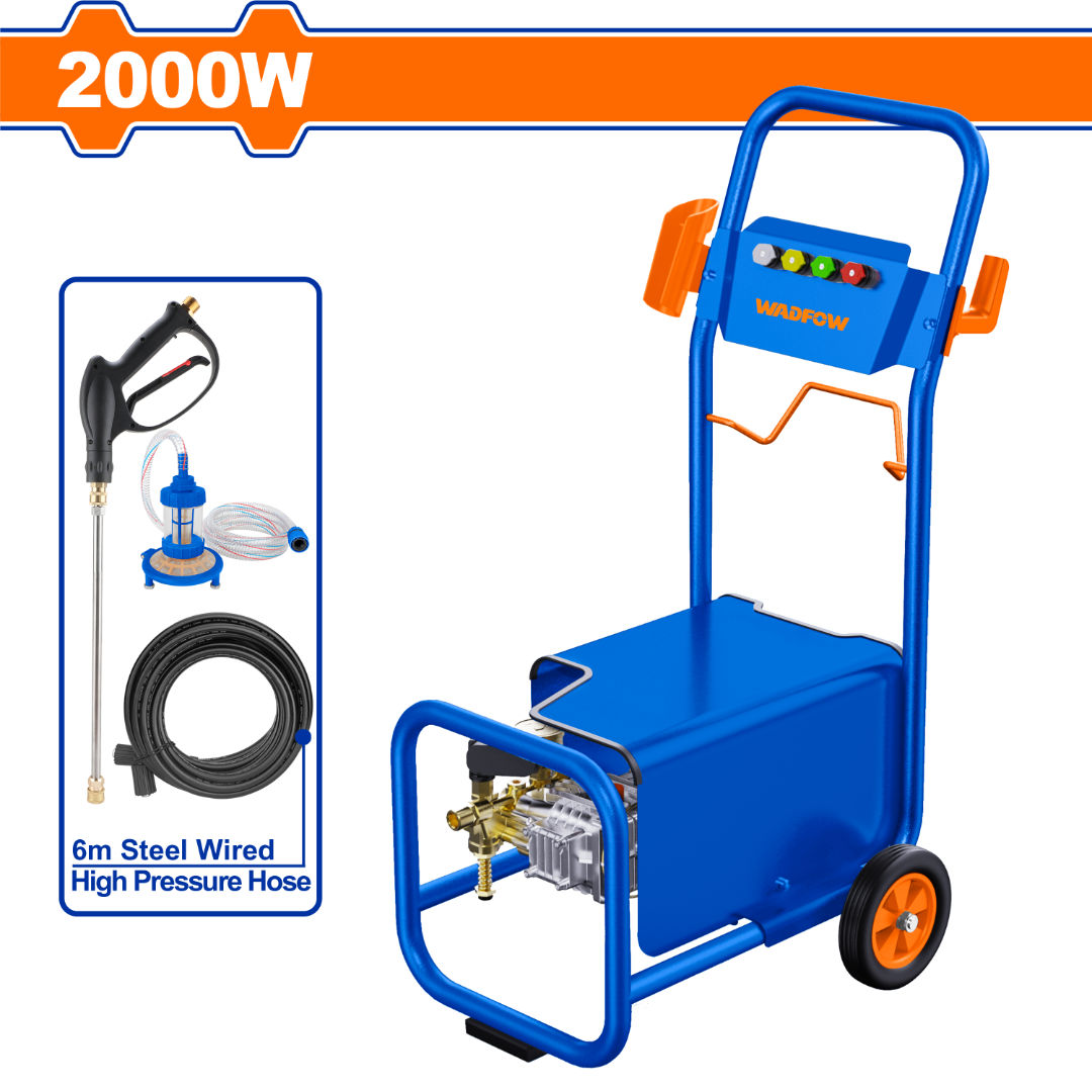 WADFOW Commercial High-Pressure Washer 2000W, Copper Pump & Induction Motor, 90 Bar