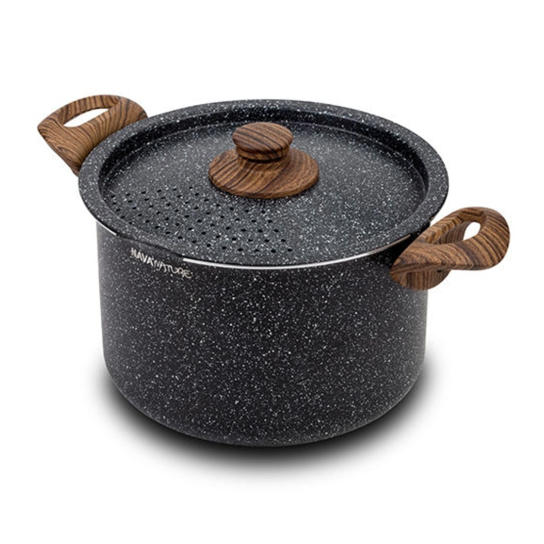 NAVA Casserole Nature with Straining Lid and Nonstick Stone Coating, 22cm