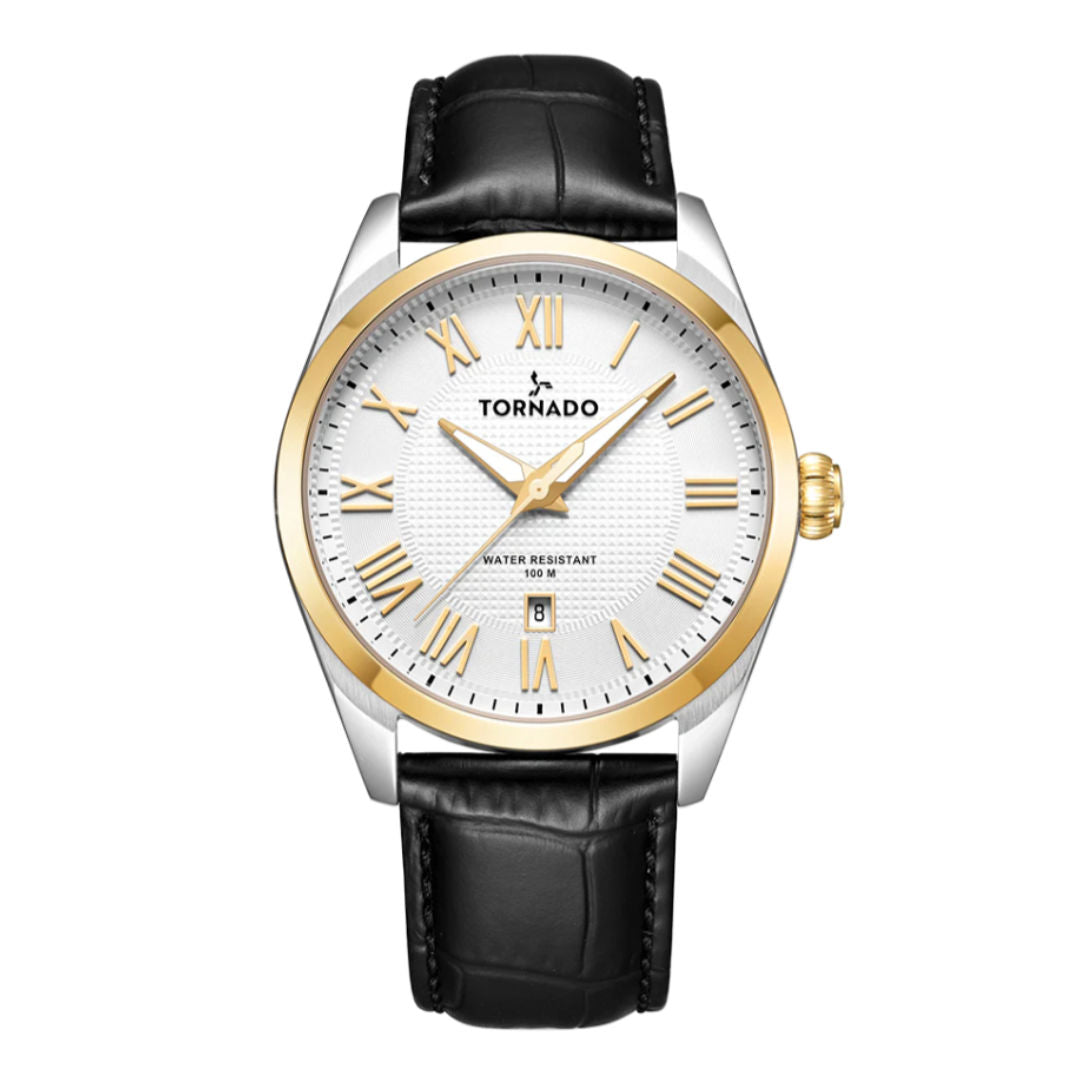 Tornado Men's Genuine Leather With Crocodile Pattern Watch, T8007 Series