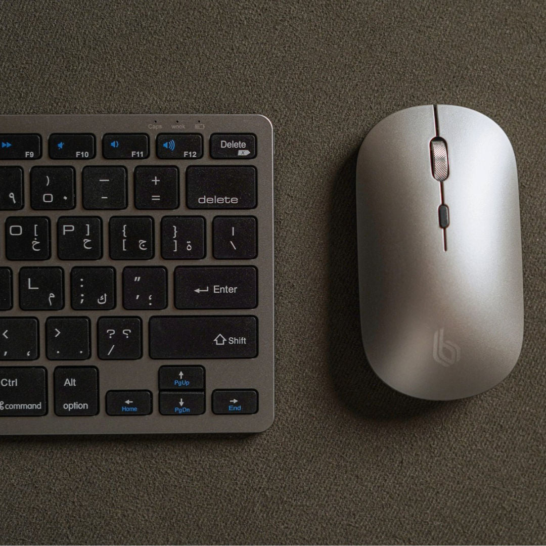 Blupebble Magic Pebble Combo, Wireless Keyboard & Mouse, Grey