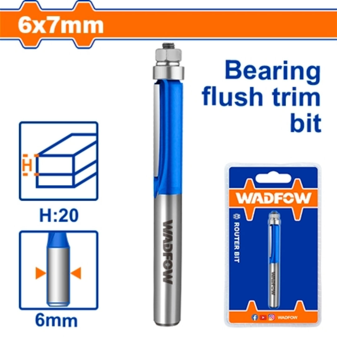 WADFOW Router Bit Flush Trim Type, 6mm Shank