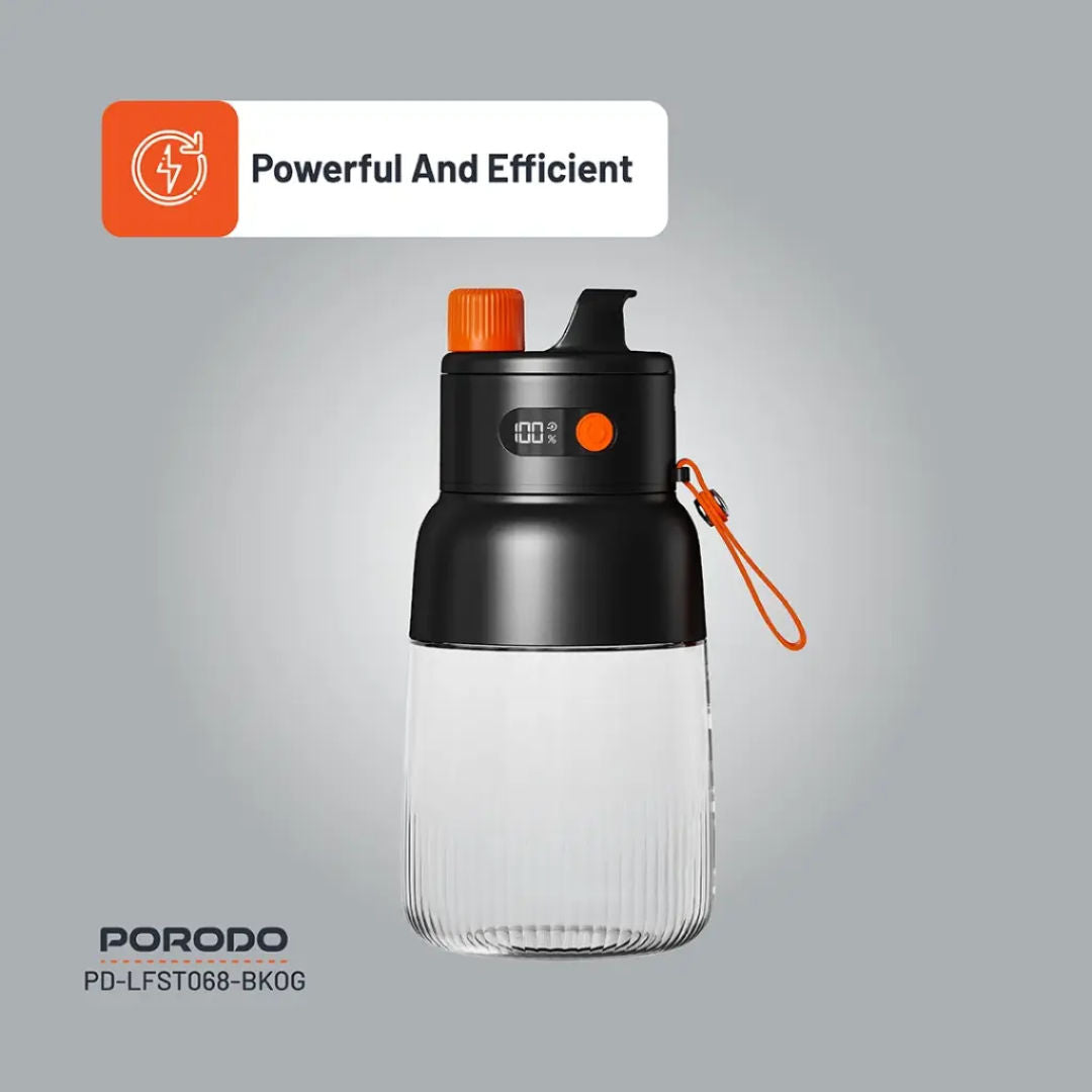 Porodo Lifestyle Blend & Sip Portable Blender, Black/Orange