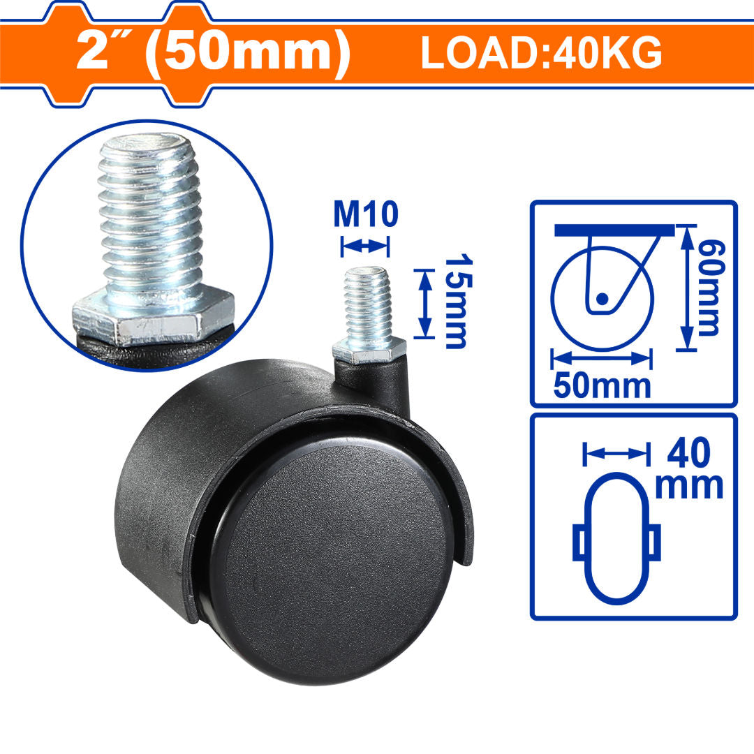 عجلات نايلون WADFOW، مادة PA شديدة التحمل، خيارات تركيب متعددة، مع/بدون فرامل