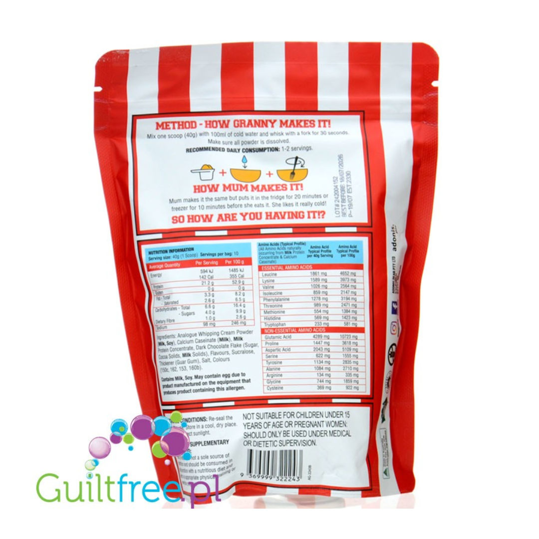 Adonis Protein Cookie Dough Premium Casein Protein Snack Low Carb, High Protein, Multiple Gourmet Flavors