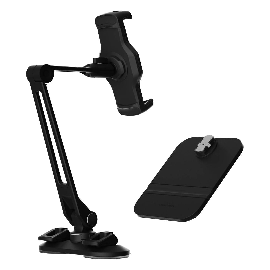 Powerology Adjustable Long Arm 360° Rotatable Suction Phone Holder, Black