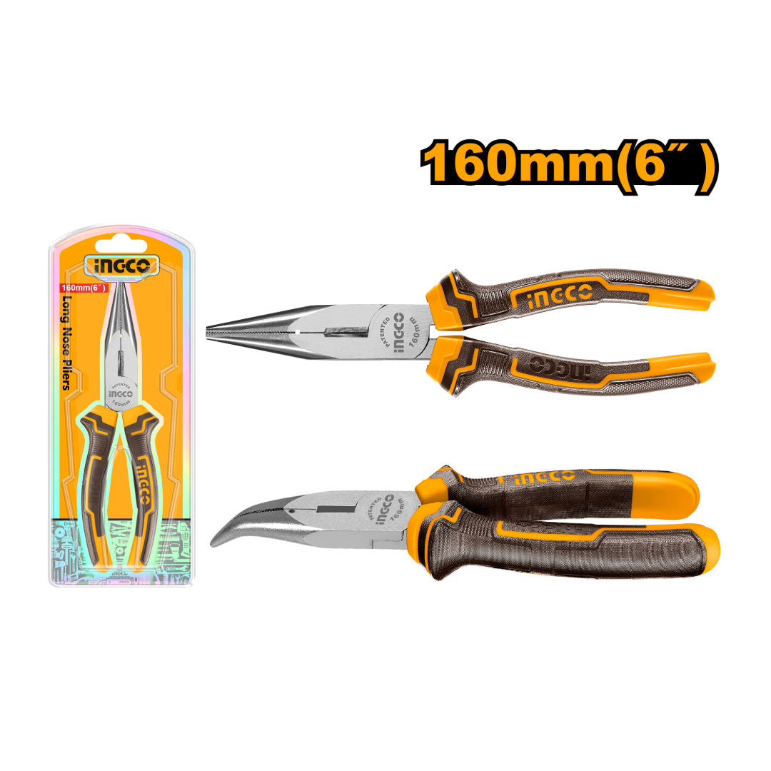 INGCO Long Nose Pliers, 6"/160mm, 55 Carbon Steel