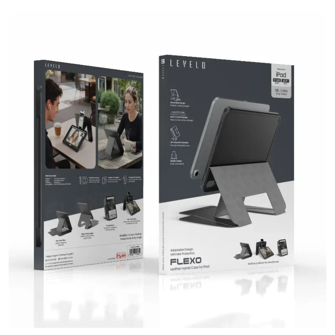 Levelo Flexo Leather Hybrid Case For iPad 11" & 10.9", Black