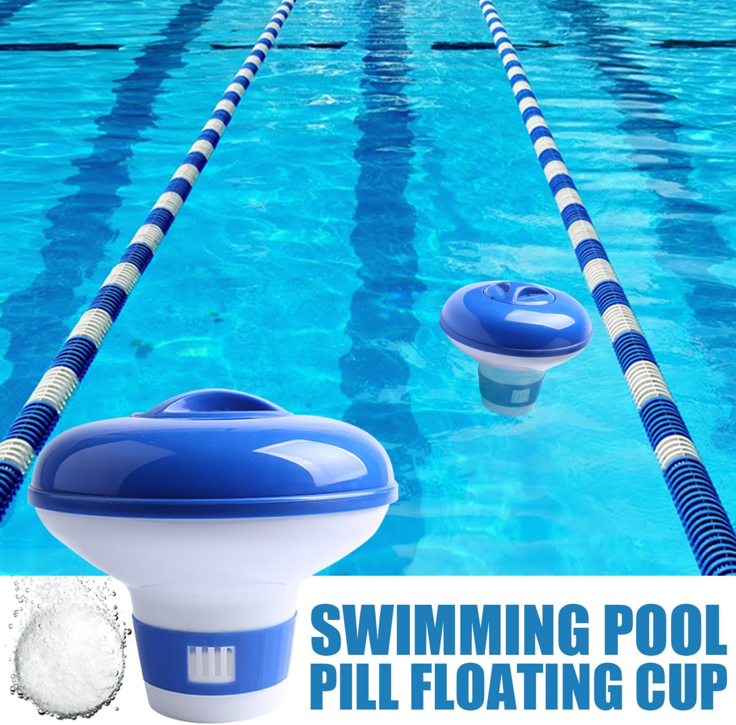 Hengbo 9" Floating Pool Chlorine Dispenser with 1KG Tablets for Pool & Spa
