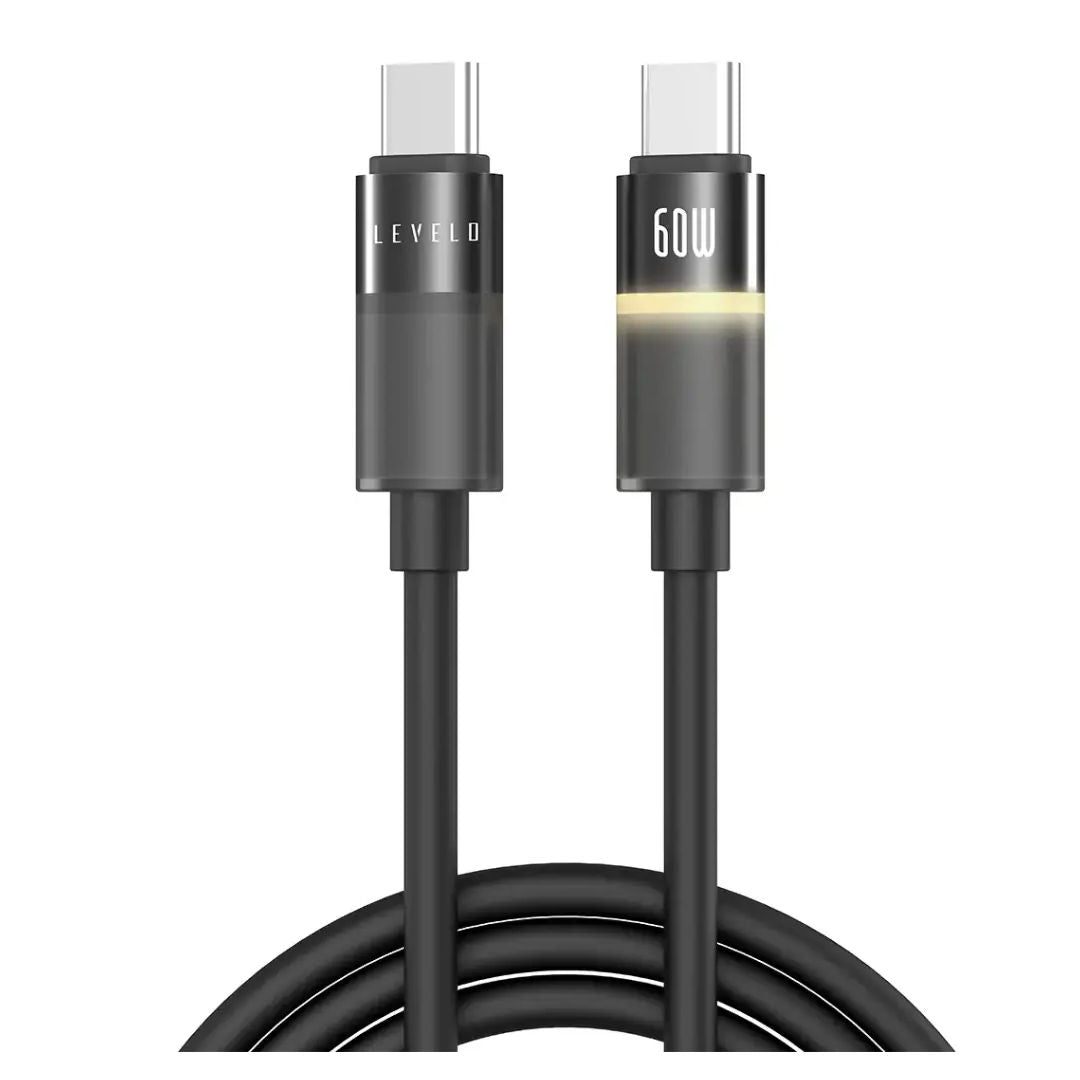 Levelo Luno Type C to Type C Cable 1m, PD 60W, Black