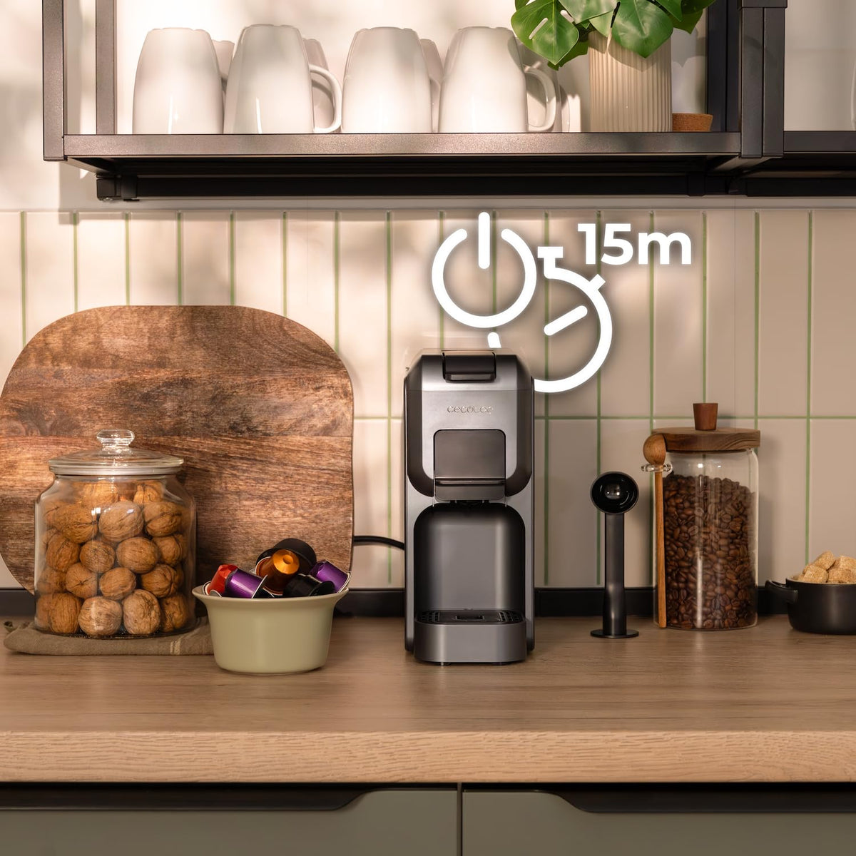 Cecotec 1851 FreeStyle Compact Coffee Machine, Black/Grey