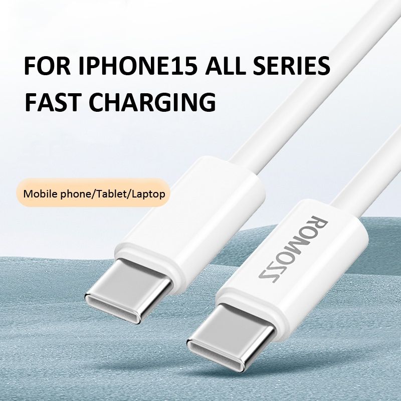 Romoss 60W USB-C To C Fast Charging Data Cable, 1M, White, CB3235-631-154H