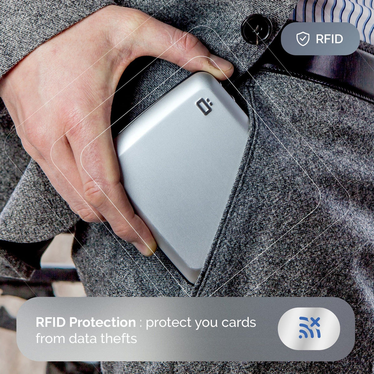 Ogon Code Wallet Medium Case, Silver