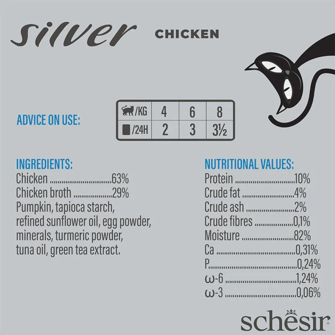 Schesir Silver Mousse Senior Cat Chicken Wet Food, 80gm