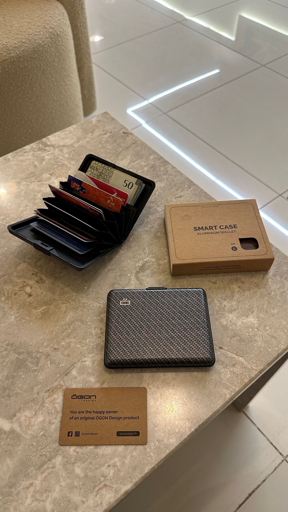 Ogon Aluminum Wallet Large Case V1, Carbon Print